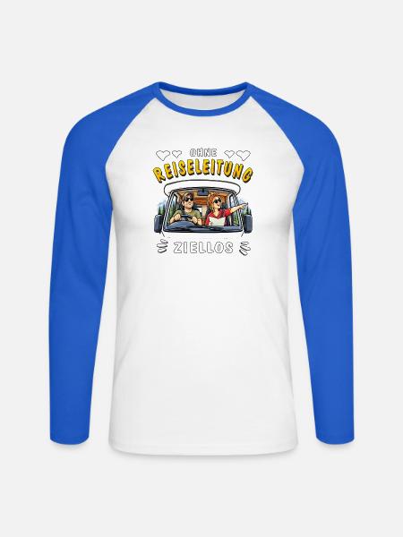 Camping Ohne Reiseleitung ziellos - Unisex Baseballshirt langarm - Weiß/Royalblau
