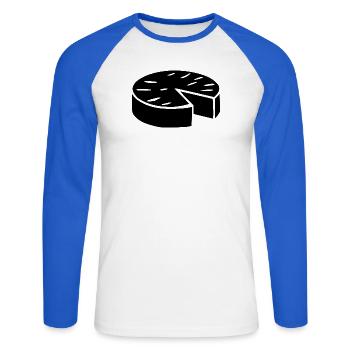 T-Shirt Humor Käse Camembert lustiges Geschenk - Unisex Baseballshirt langarm - Weiß/Royalblau - Vorne - Nik (191cm)