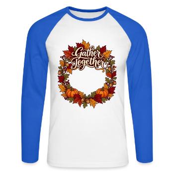 Anpassbares Familienhemd zum Zusammenbringen – Name - Unisex Baseballshirt langarm - Weiß/Royalblau - Vorne - Nik (191cm)