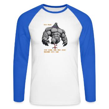 Big Talk for someone who just washed his car - Unisex Baseballshirt langarm - Weiß/Royalblau - Vorne - Nik (191cm)