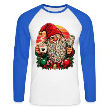 Weihnachtsgnom Hundehaare Lustig Weihnachten - Unisex Baseballshirt langarm - Weiß/Royalblau - Vorne - Nik (191cm)