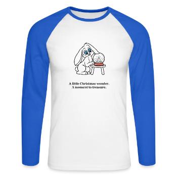 Christmas Rabbit schätzt eine Schneekugel - Unisex Baseballshirt langarm - Weiß/Royalblau - Vorne - Nik (191cm)