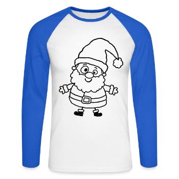 Verspielter Santa im Kinder-Kritzelstil - Unisex Baseballshirt langarm - Weiß/Royalblau - Vorne - Nik (191cm)