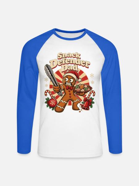 Christmas Lebkuchen Snack Defender Dad - Unisex Baseballshirt langarm - Weiß/Royalblau