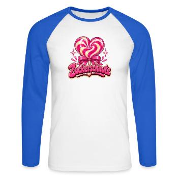 Zuckerschnute Y2K - Unisex Baseballshirt langarm - Weiß/Royalblau - Vorne - Nik (191cm)