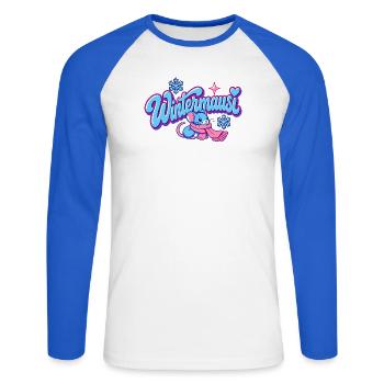 Wintermausi Y2K - Unisex Baseballshirt langarm - Weiß/Royalblau - Vorne - Nik (191cm)
