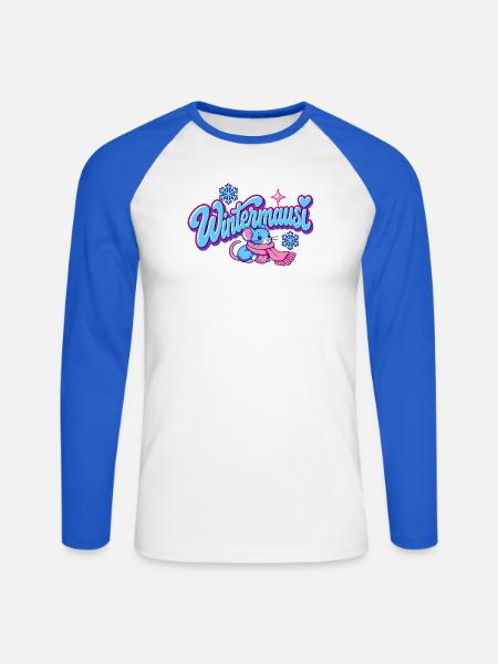 Wintermausi Y2K - Unisex Baseballshirt langarm - Weiß/Royalblau