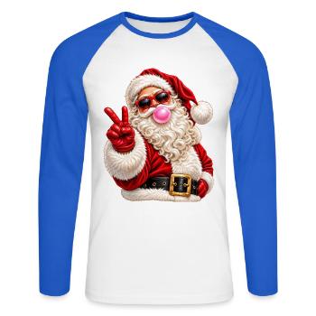 Weihnachtsmann-Sonnenbrille Kaugummi-Frieden - Unisex Baseballshirt langarm - Weiß/Royalblau - Vorne - Nik (191cm)
