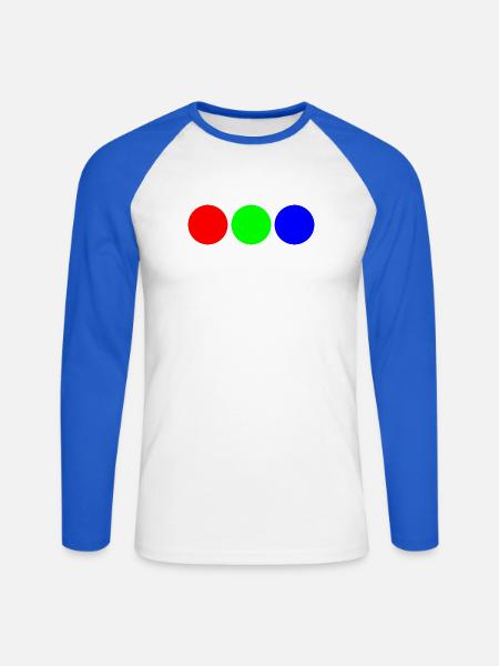 Fette Primärfarb-Trio-Kreise - Unisex Baseballshirt langarm - Weiß/Royalblau