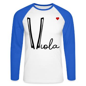 Viola-Bogen-Liebe - Unisex Baseballshirt langarm - Weiß/Royalblau - Vorne - Nik (191cm)