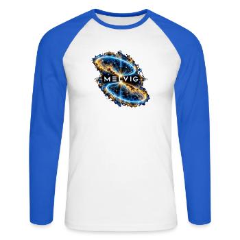 MELVIG – Blauer Ringnebel - Unisex Baseballshirt langarm - Weiß/Royalblau - Vorne - Nik (191cm)