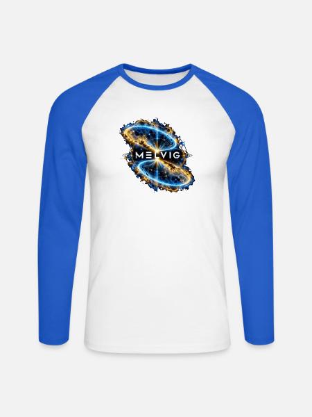 MELVIG – Blauer Ringnebel - Unisex Baseballshirt langarm - Weiß/Royalblau