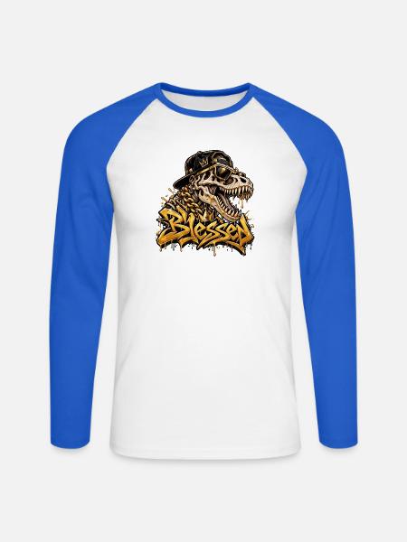 Blessed - Unisex Baseballshirt langarm - Weiß/Royalblau