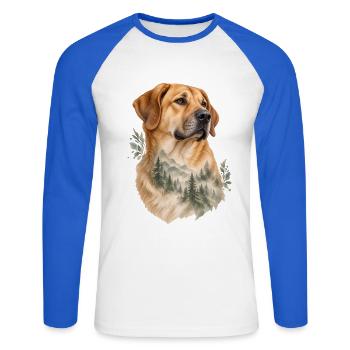 Sarabi - Unisex Baseballshirt langarm - Weiß/Royalblau - Vorne - Nik (191cm)