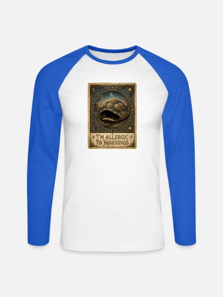 I'm Allergic To Mornings Turtle - Unisex Baseballshirt langarm - Weiß/Royalblau