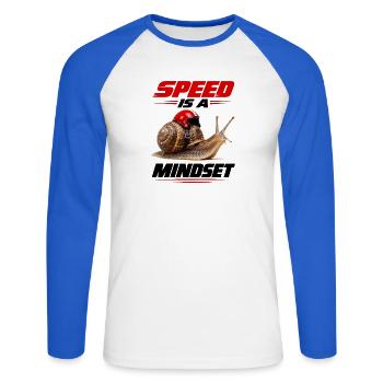  Speed Is A Mindset Schnecke Mit Rennhelm Und - Unisex Baseballshirt langarm - Weiß/Royalblau - Vorne - Nik (191cm)