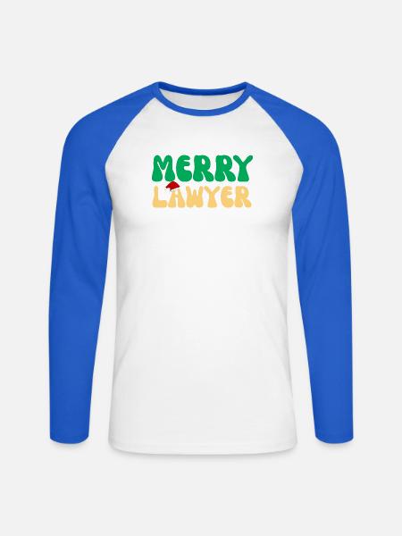 Fröhlicher Anwalt Weihnachtspullover Lustiges Anwaltsweihnachten - Unisex Baseballshirt langarm - Weiß/Royalblau