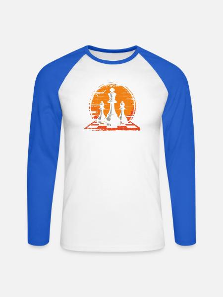 Schachfiguren Porträt - Unisex Baseballshirt langarm - Weiß/Royalblau