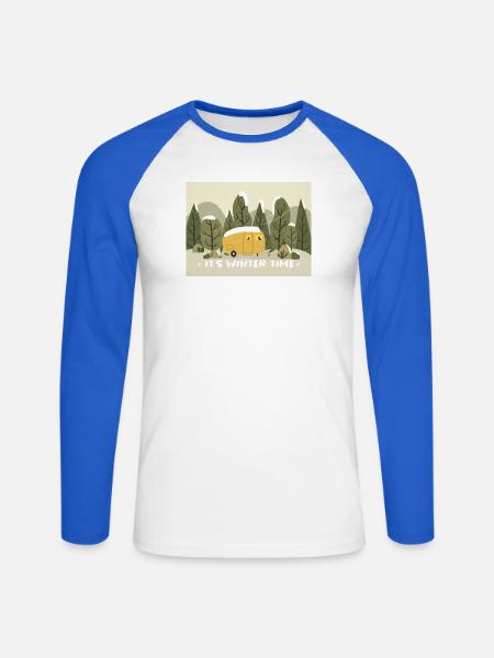 Retro Wohnmobil Winter Ready - Unisex Baseballshirt langarm - Weiß/Royalblau