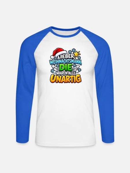 Lieber Weihnachtsmann - Unisex Baseballshirt langarm - Weiß/Royalblau