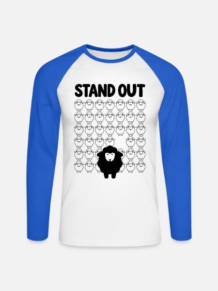 Schwarzes Schaf – Stand Out - Unisex Baseballshirt langarm - Weiß/Royalblau