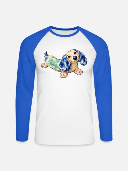 Piesek_SpokoLoko - Unisex Baseballshirt langarm - Weiß/Royalblau