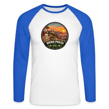 Ouro Preto Brasilien Stadt Landschaft Berge - Unisex Baseballshirt langarm - Weiß/Royalblau - Vorne - Nik (191cm)