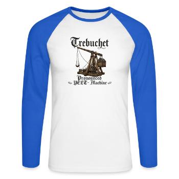 Trebuchet Yeet Machine Lustiges Mittelalter Fan  - Unisex Baseballshirt langarm - Weiß/Royalblau - Vorne - Nik (191cm)