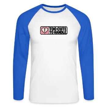 Too Cute to Handle – Cute Retro Heart - Unisex Baseballshirt langarm - Weiß/Royalblau - Vorne - Nik (191cm)