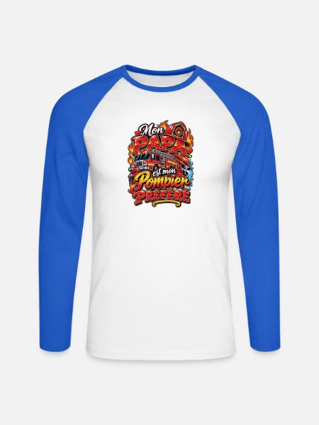 Mein Lieblings-Feuerwehr-Vater - Unisex Baseballshirt langarm - Weiß/Royalblau