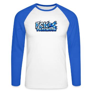 Kampf Parkinson Graffiti - Unisex Baseballshirt langarm - Weiß/Royalblau - Vorne - Nik (191cm)