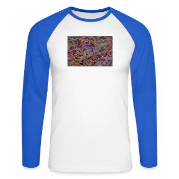 stiots - Unisex Baseballshirt langarm - Weiß/Royalblau - Vorne - Nik (191cm)
