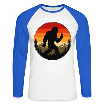 Bigfoot-Finger-Herz - Unisex Baseballshirt langarm - Weiß/Royalblau - Vorne - Nik (191cm)