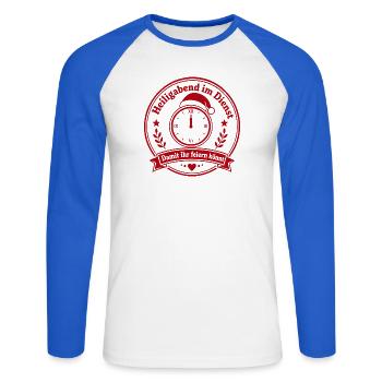 Heiligabend im Dienst Schichtarbeit an Weihnachten - Unisex Baseballshirt langarm - Weiß/Royalblau - Vorne - Nik (191cm)