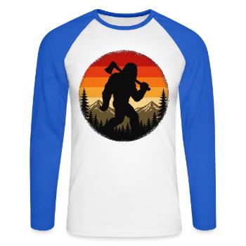 Bigfoot mit Axt - Unisex Baseballshirt langarm - Weiß/Royalblau - Vorne - Nik (191cm)