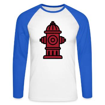 Feuerwehr Hydrant Icon - Unisex Baseballshirt langarm - Weiß/Royalblau - Vorne - Nik (191cm)