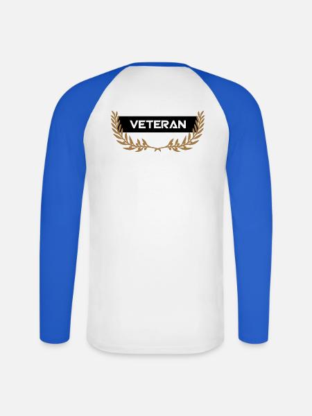 Veteran Ehrung Schild - Unisex Baseballshirt langarm - Weiß/Royalblau