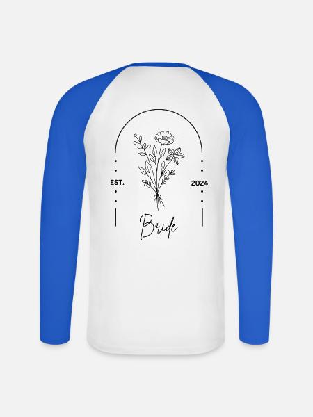 Team Bride - Bride Shirt JGA Frauen Braut - Unisex Baseballshirt langarm - Weiß/Royalblau
