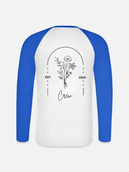 JGA Frauen - Crew Shirt Team Bride - Unisex Baseballshirt langarm - Weiß/Royalblau