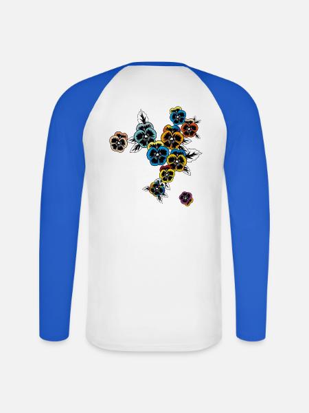 Pansy Spring - Unisex Long Sleeve Baseball T-Shirt - white/royal blue