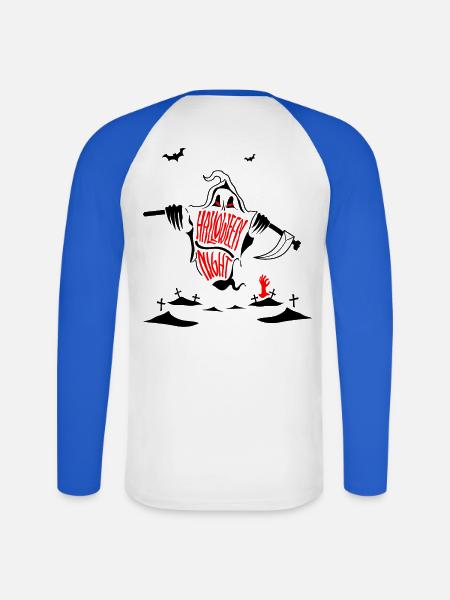 Halloween - Unisex Baseballshirt langarm - Weiß/Royalblau