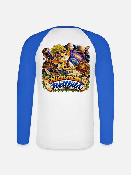 Wenuma Nicht mein Weltbild - Unisex Baseballshirt langarm - Weiß/Royalblau