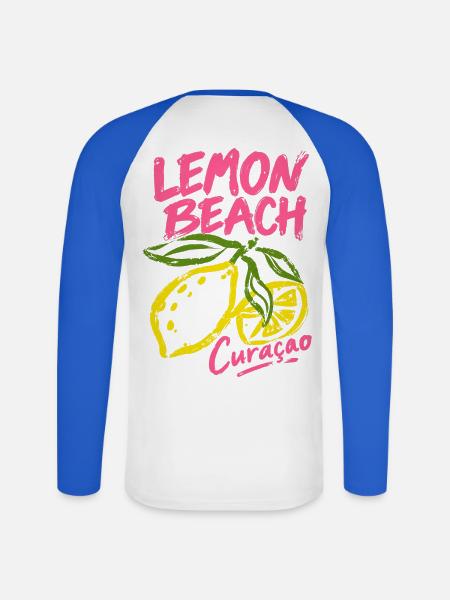 Lemon Beach Curacao - Unisex Baseballshirt langarm - Weiß/Royalblau