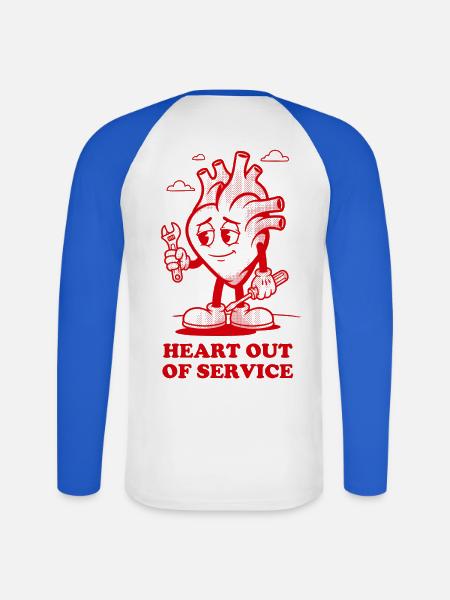 Herz außer Betrieb - Unisex Baseballshirt langarm - Weiß/Royalblau