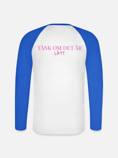 Tank_om_det_ÄR LEICHTGEWICHT - Unisex Baseballshirt langarm - Weiß/Royalblau