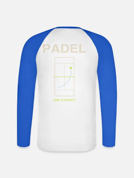 Padel On Court - Unisex Baseballshirt langarm - Weiß/Royalblau