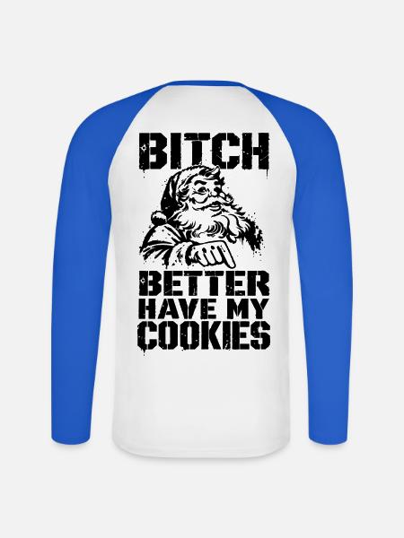 Lustiger Weihnachtsspruch mit Santa - Unisex Baseballshirt langarm - Weiß/Royalblau