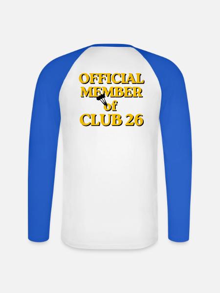 Darts Mitglied Club 26 – Goldschrift - Unisex Baseballshirt langarm - Weiß/Royalblau
