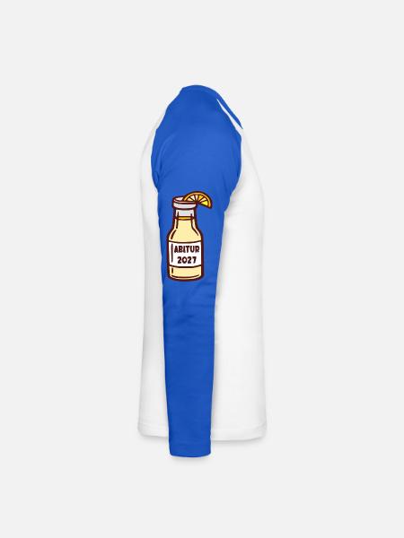Abschlussparty Abitur 2027 - Unisex Baseballshirt langarm - Weiß/Royalblau