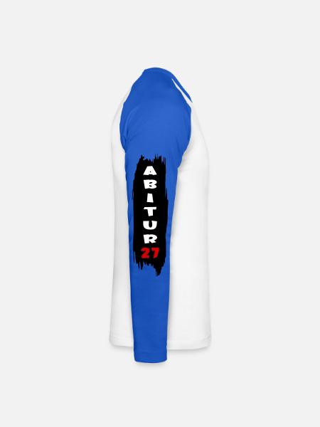 Abi 2027, Abitur - Unisex Baseballshirt langarm - Weiß/Royalblau